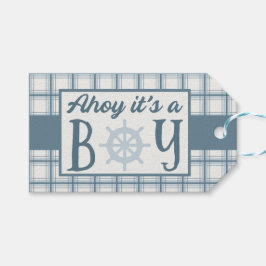 Ahoy Het is een Jongen Nautisch Baby shower Cadeaulabel