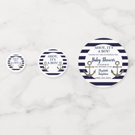 Ahoy Het is een jongen nautisch Baby shower Confet Confetti (Voorkanten)