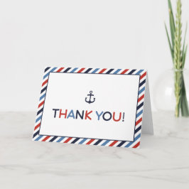 Ahoy het is een jongen nautisch Baby shower dank j Bedankkaart