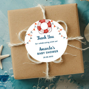 Ahoy het is een jongen nautisch Baby shower dank j Ronde Sticker