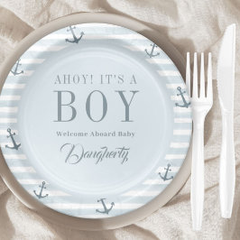 Ahoy Het is een Jongen Nautisch Baby shower Gepers Papieren Bordje