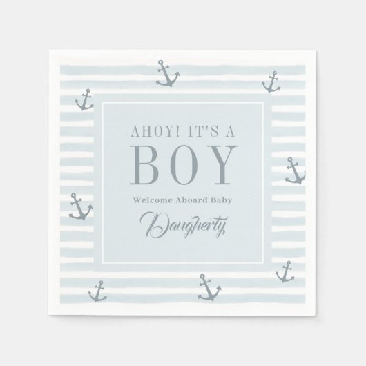 Ahoy Het is een Jongen Nautisch Baby shower Gepers Servet (Voorkant)