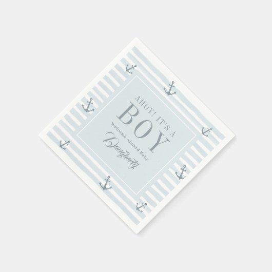 Ahoy Het is een Jongen Nautisch Baby shower Gepers Servet (Hoek)