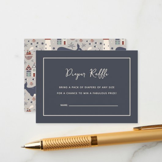 Ahoy Het is een Jongen Nautisch Baby shower Informatiekaartje (Voorkant / Achterkant in situ)