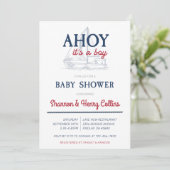 Ahoy Het is een Jongen Nautisch Baby shower Kaart (Staand voorkant)
