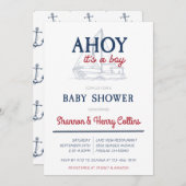 Ahoy Het is een Jongen Nautisch Baby shower Kaart (Voorkant / Achterkant)