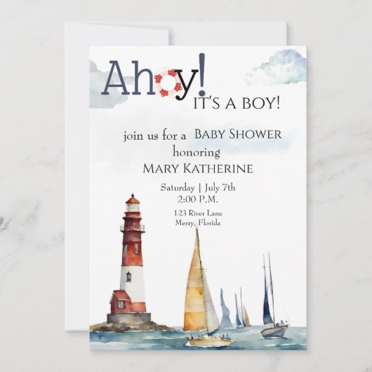 Ahoy Het is een jongen nautisch baby shower Kaart (Voorkant)
