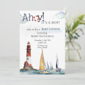 Ahoy Het is een jongen nautisch baby shower Kaart (Staand voorkant)