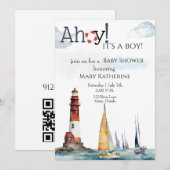 Ahoy Het is een jongen nautisch baby shower Kaart (Voorkant / Achterkant)