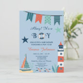 Ahoy Het is een Jongen Nautisch Baby shower Kaart (Staand voorkant)