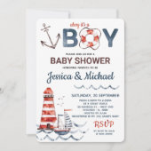 Ahoy Het is een Jongen Nautisch Baby shower Kaart (Voorkant)