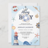 Ahoy Het is een Jongen Nautisch Baby shower Kaart (Voorkant)