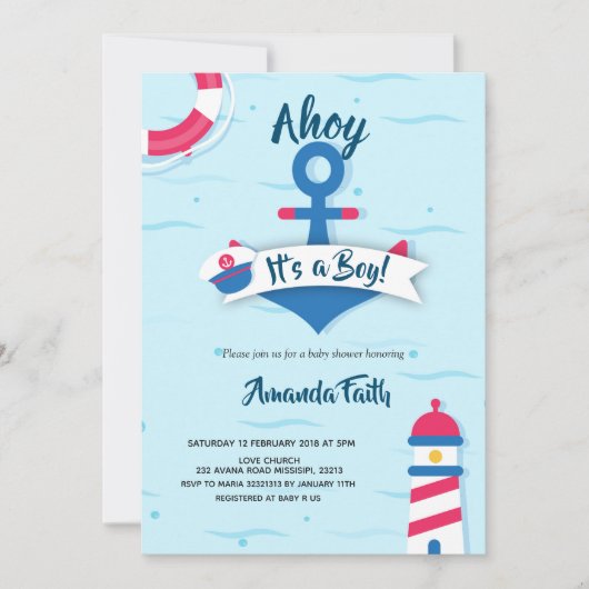 Ahoy, het is een jongen-nautisch Baby shower Kaart (Voorkant)