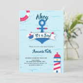 Ahoy, het is een jongen-nautisch Baby shower Kaart (Staand voorkant)