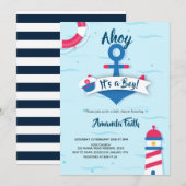 Ahoy, het is een jongen-nautisch Baby shower Kaart (Voorkant / Achterkant)