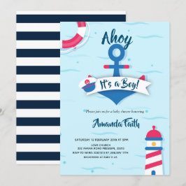 Ahoy, het is een jongen-nautisch Baby shower Kaart