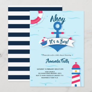 Ahoy, het is een jongen-nautisch Baby shower Kaart