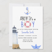 Ahoy, het is een jongen! Nautisch Baby shower Kaart (Voorkant)