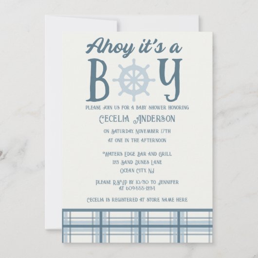 Ahoy Het is een Jongen Nautisch Baby shower Kaart (Voorkant)