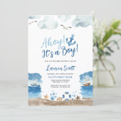 Ahoy Het is een jongen | nautisch Baby shower Kaart (Staand voorkant)