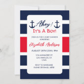 Ahoy, het is een jongen! Nautisch Baby shower Kaart (Voorkant)