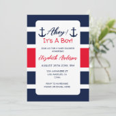 Ahoy, het is een jongen! Nautisch Baby shower Kaart (Staand voorkant)