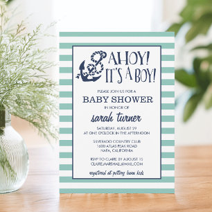 Ahoy, het is een jongen! Nautisch Baby shower Kaart