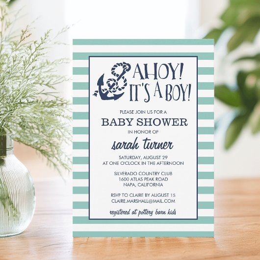 Ahoy, het is een jongen! Nautisch Baby shower Kaart