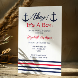 Ahoy, het is een jongen! Nautisch Baby shower Kaart