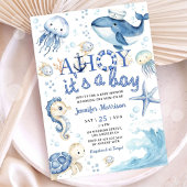 Ahoy Het is een Jongen Nautisch Baby shower Kaart