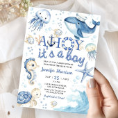 Ahoy Het is een Jongen Nautisch Baby shower Kaart