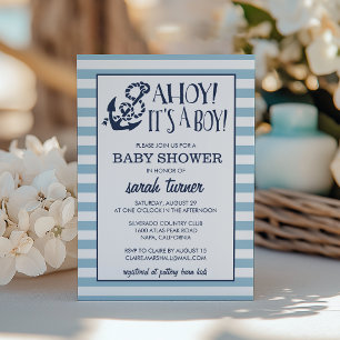 Ahoy, het is een jongen! Nautisch Baby shower Kaart