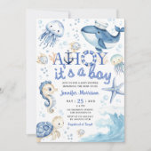 Ahoy Het is een Jongen Nautisch Baby shower Kaart (Voorkant)