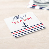Ahoy, het is een jongen! Nautisch Baby shower Kartonnen Onderzetters (Schuin)