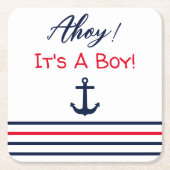 Ahoy, het is een jongen! Nautisch Baby shower Kartonnen Onderzetters (Voorkant)