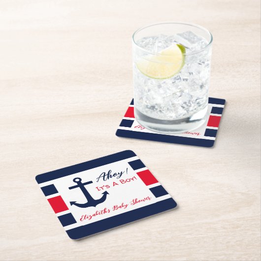 Ahoy, het is een jongen! Nautisch Baby shower Kartonnen Onderzetters (Insitu)