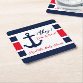 Ahoy, het is een jongen! Nautisch Baby shower Kartonnen Onderzetters (Schuin)