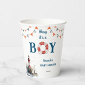Ahoy Het is een Jongen Nautisch Baby shower Papieren Bekers (Achterkant)