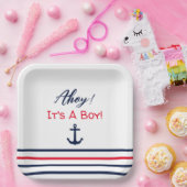 Ahoy, het is een jongen! Nautisch Baby shower Papieren Bordje (Feest)