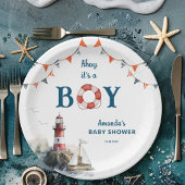 Ahoy Het is een Jongen Nautisch Baby shower Papieren Bordje