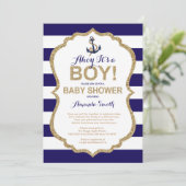 Ahoy, het is een jongen! Nautisch Baby shower per  Kaart (Staand voorkant)