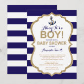 Ahoy, het is een jongen! Nautisch Baby shower per  Kaart (Voorkant / Achterkant)