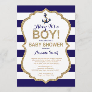 Ahoy, het is een jongen! Nautisch Baby shower per  Kaart