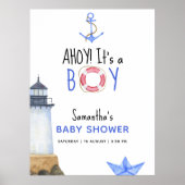 Ahoy, het is een jongen! Nautisch Baby shower Poster (Voorkant)