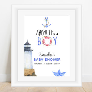 Ahoy, het is een jongen! Nautisch Baby shower Poster