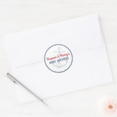 Ahoy Het is een Jongen Nautisch Baby shower Ronde Sticker (Envelop)