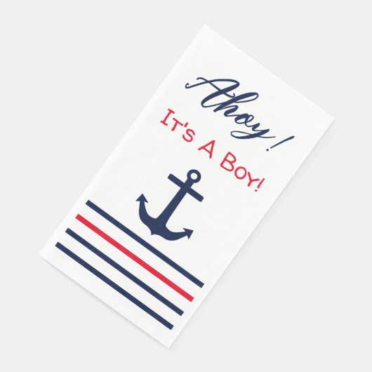 Ahoy, het is een jongen! Nautisch Baby shower Servet (Hoek)