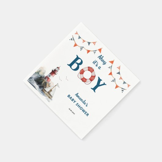 Ahoy Het is een Jongen Nautisch Baby shower Servet (Hoek)