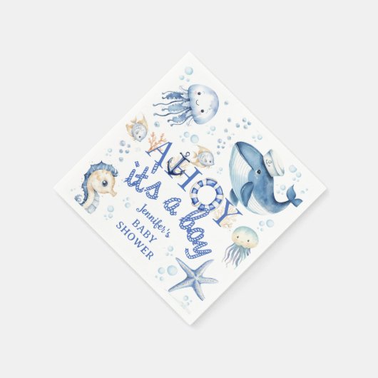 Ahoy Het is een Jongen Nautisch Baby shower Servet (Hoek)
