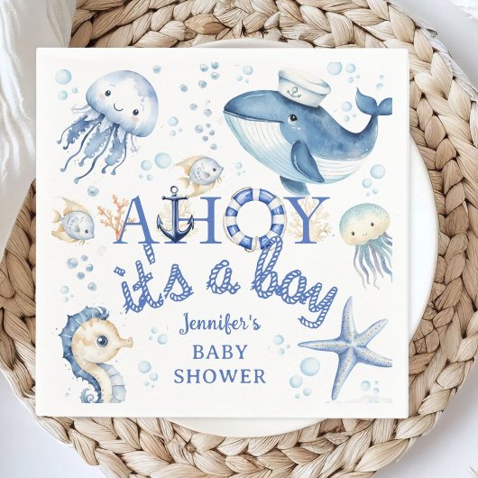 Ahoy Het is een Jongen Nautisch Baby shower Servet